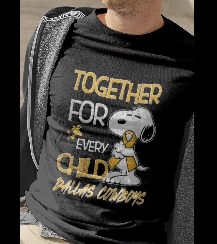 Dallas Cowboys Snoopy Woodstock Gold Ribbon Together For Every Child T-Shirt