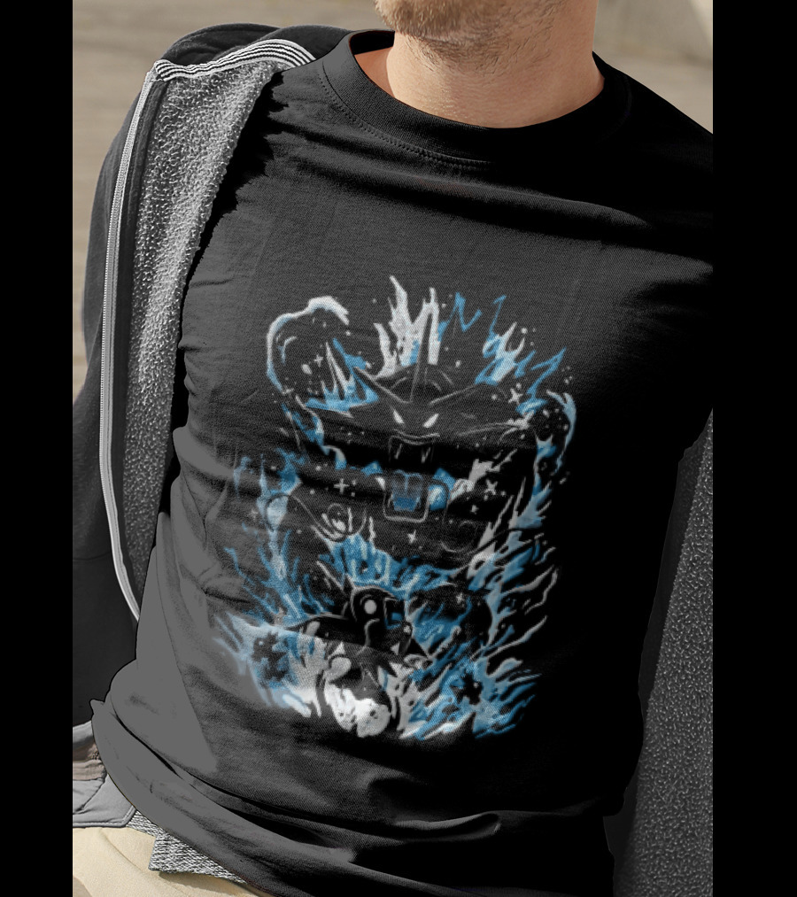 Dark Cartoon Red Gyarados Gold Magikarp Splashing Water Waves Pokémon Collection T-Shirt