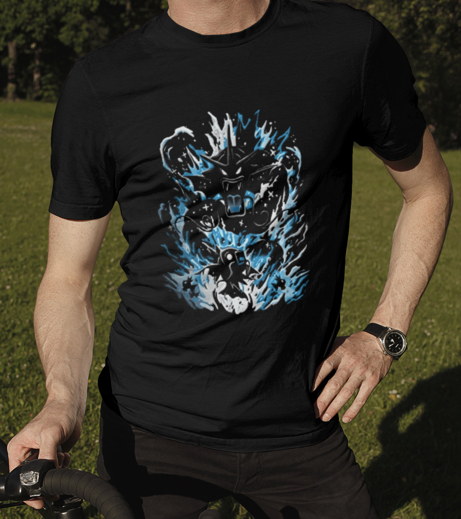Dark Cartoon Red Gyarados Gold Magikarp Splashing Water Waves Pokémon Collection T-Shirt