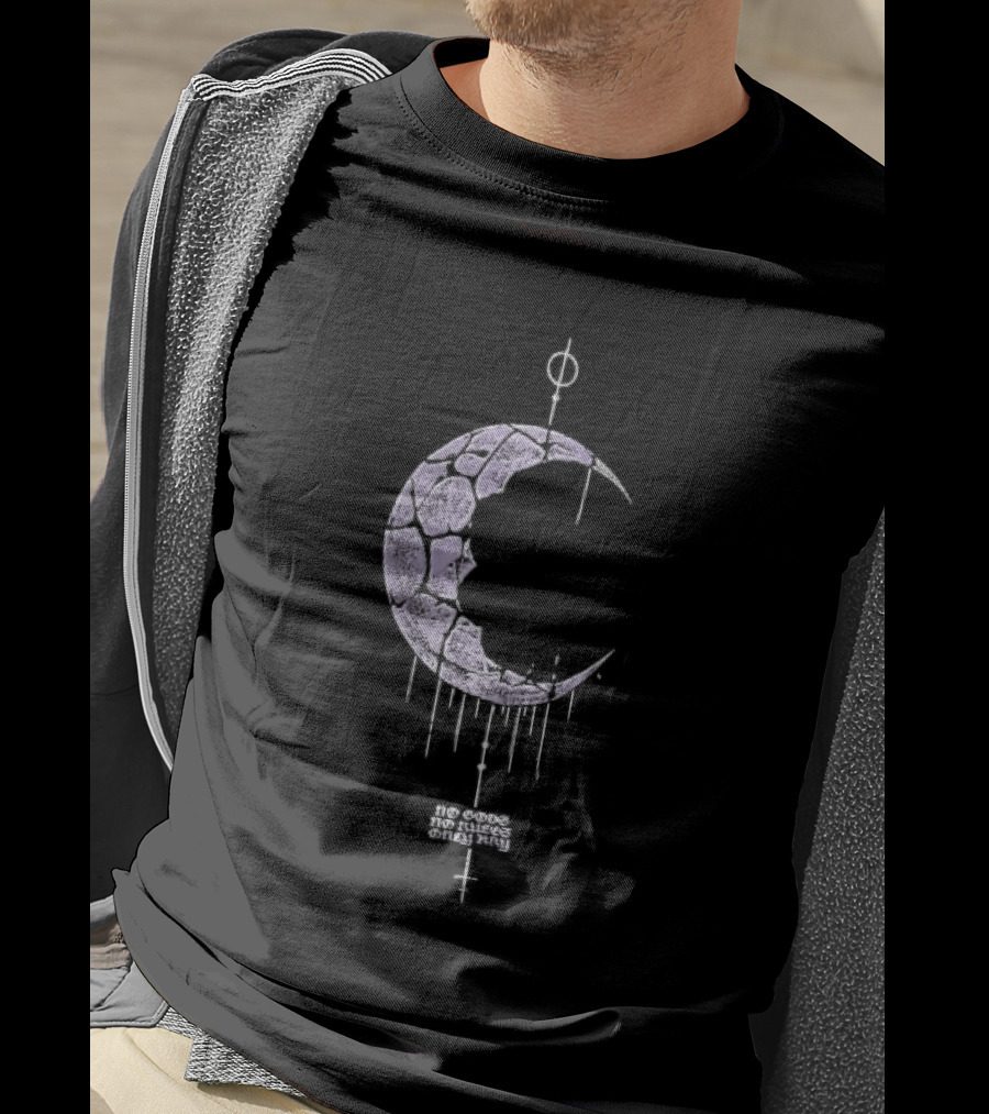 No Gods Rules Only Purple Cracked Crescent Moon T-Shirt