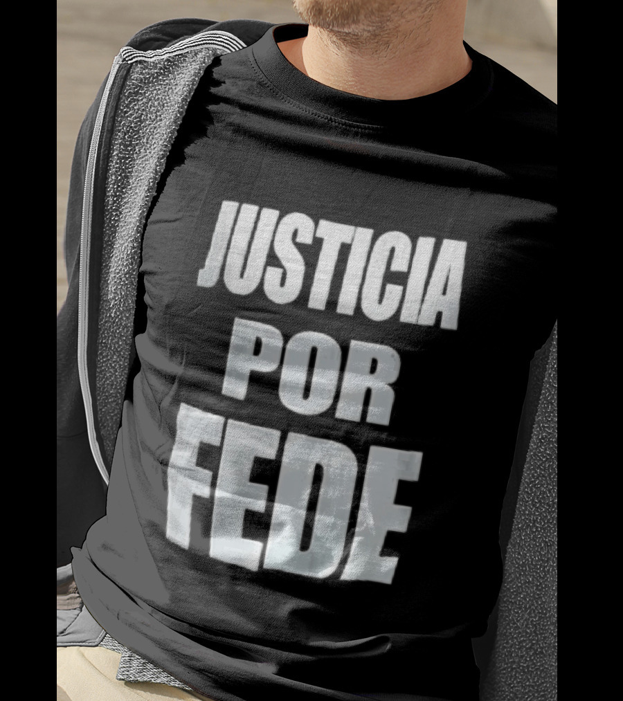 Justicia Por Fede White Block Lettering Marble T-Shirt