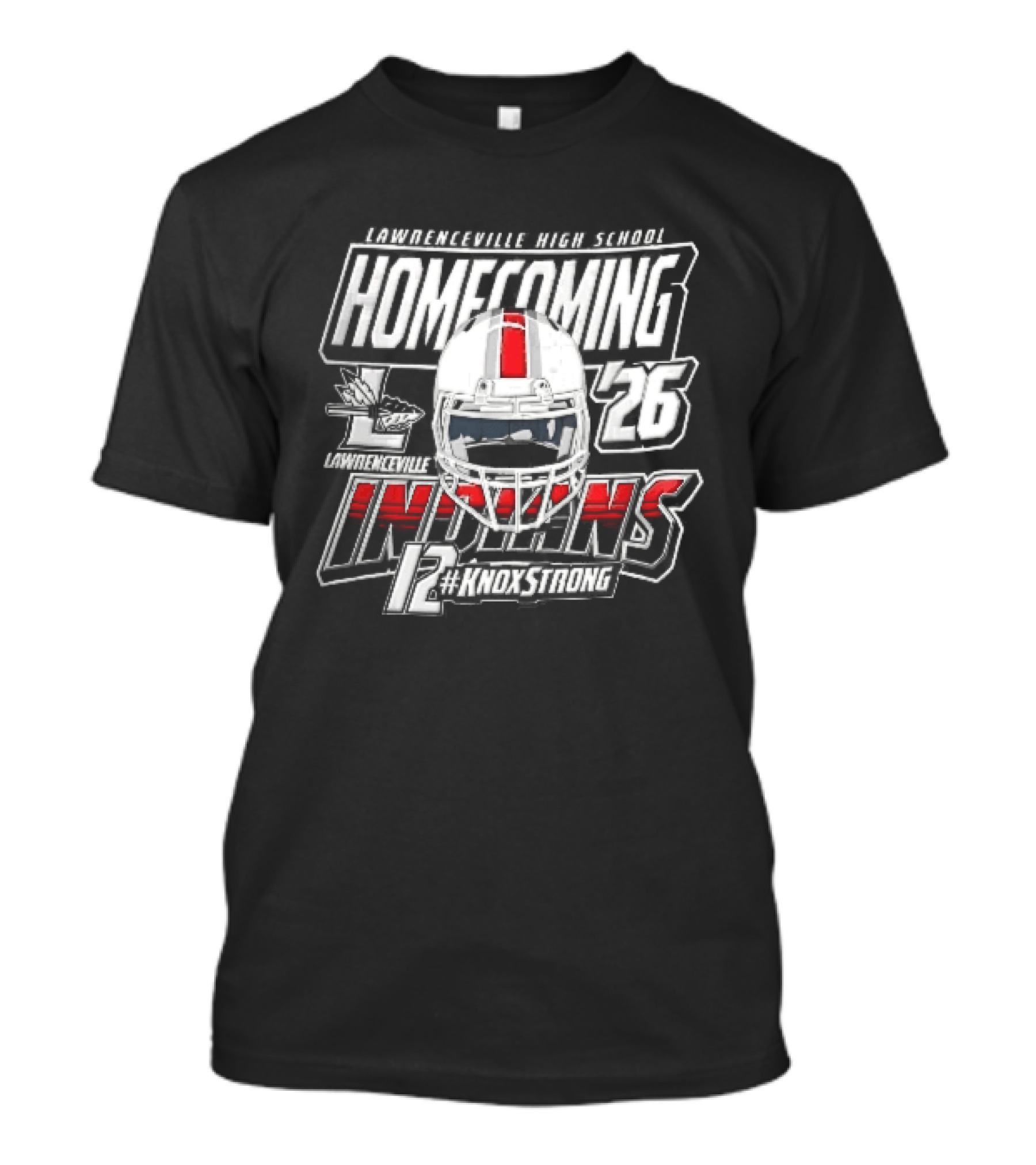 Lawrenceville Indians Knox Strong 12 Homecoming 26 Football Helmet T-Shirt