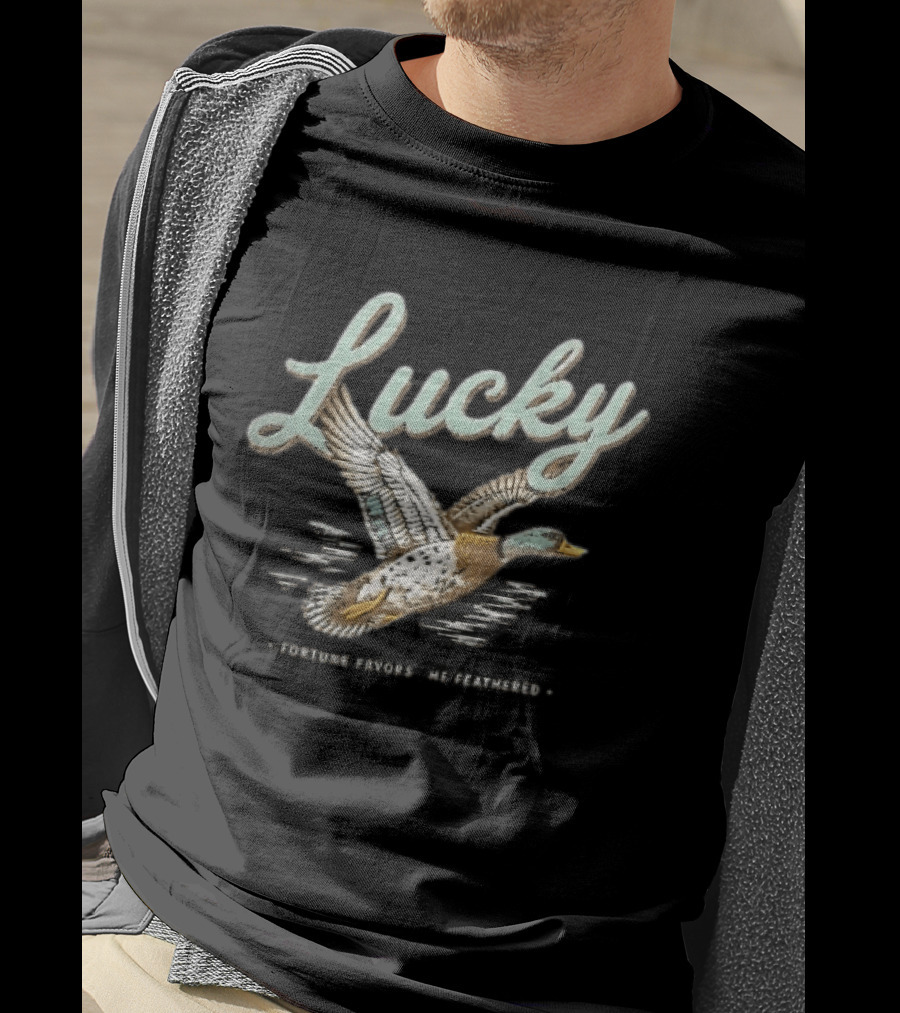 Lucky Fortune Favors The Feathered Flying Mallard Duck T-Shirt