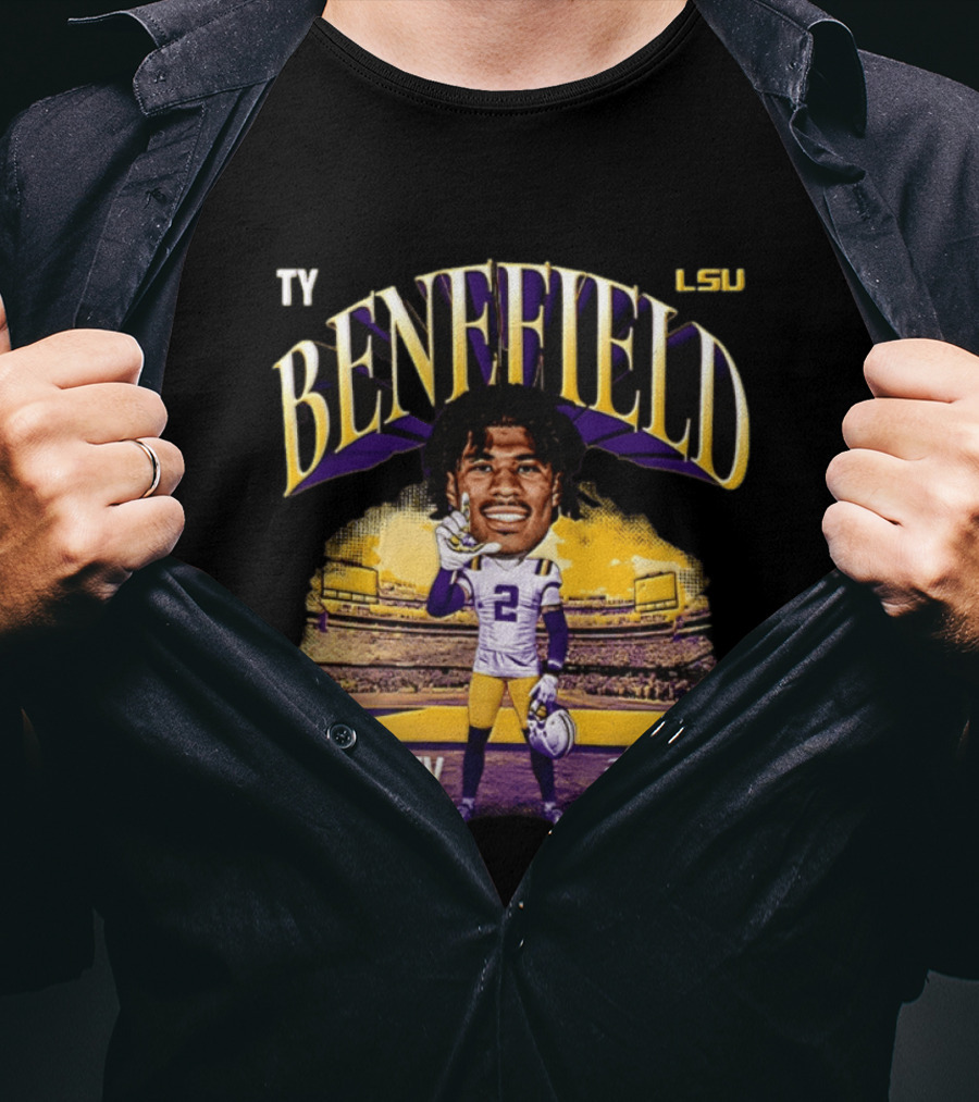 Ty Benefield LSU Football Safety #2 Caricature Stadium T-Shirt
