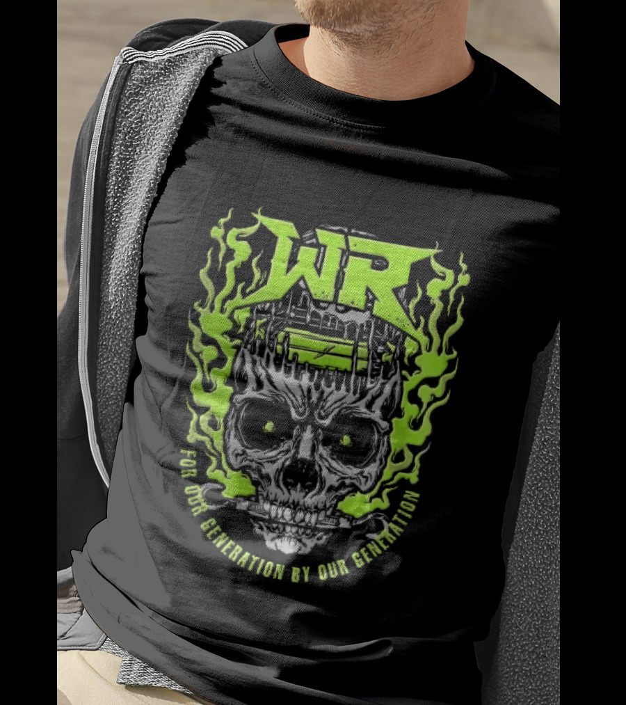 Neon Green Flames Skull WR Wrestling Ring For Our Generation T-Shirt