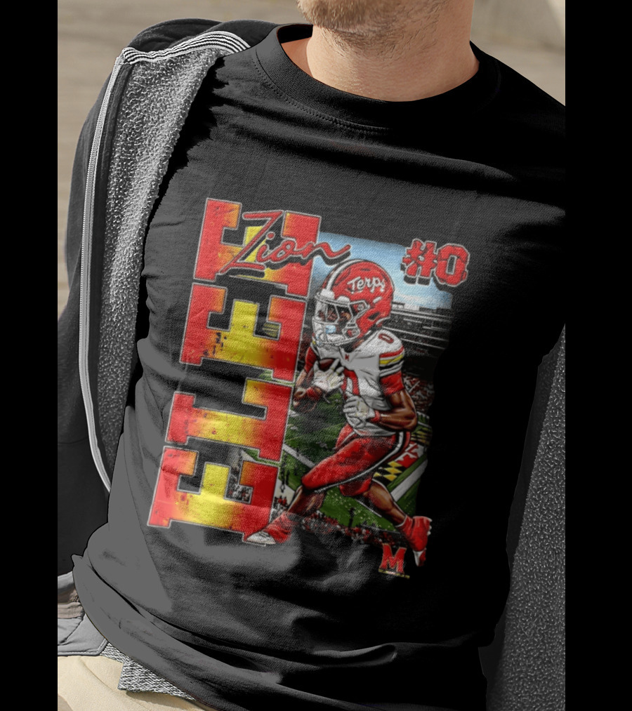 Zion #0 Maryland Terrapins NCAA Football Player Caricature T-Shirt