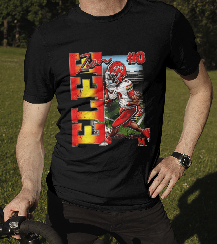 Zion #0 Maryland Terrapins NCAA Football Player Caricature T-Shirt