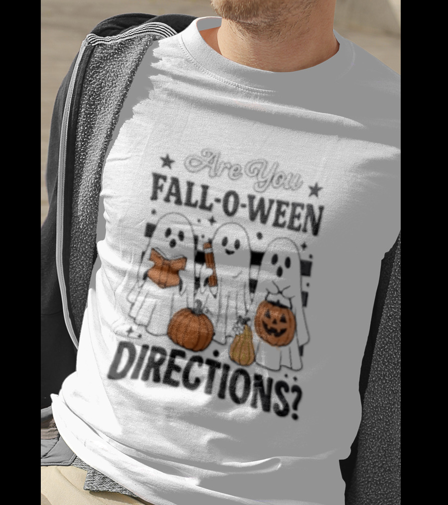 Are You Fall O Ween Directions With Ghosts Reading Books And Pumpkins T-Shirt