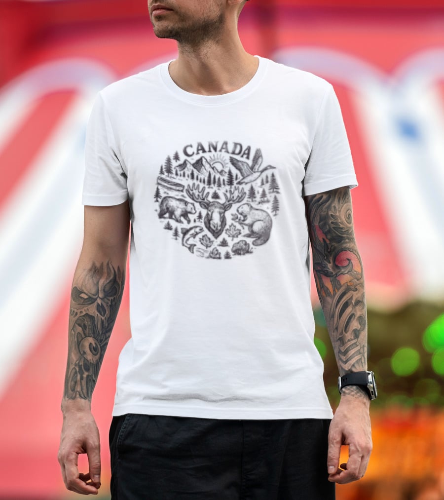 Canada Moose Bear Beaver Goose Wildlife Nature T-Shirt