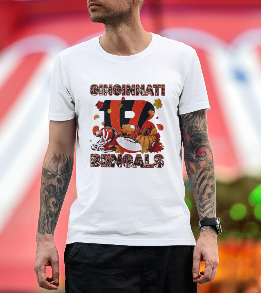 Cincinnati Bengals Autumn Fall Pumpkin Football 2026 Halloween T-Shirt