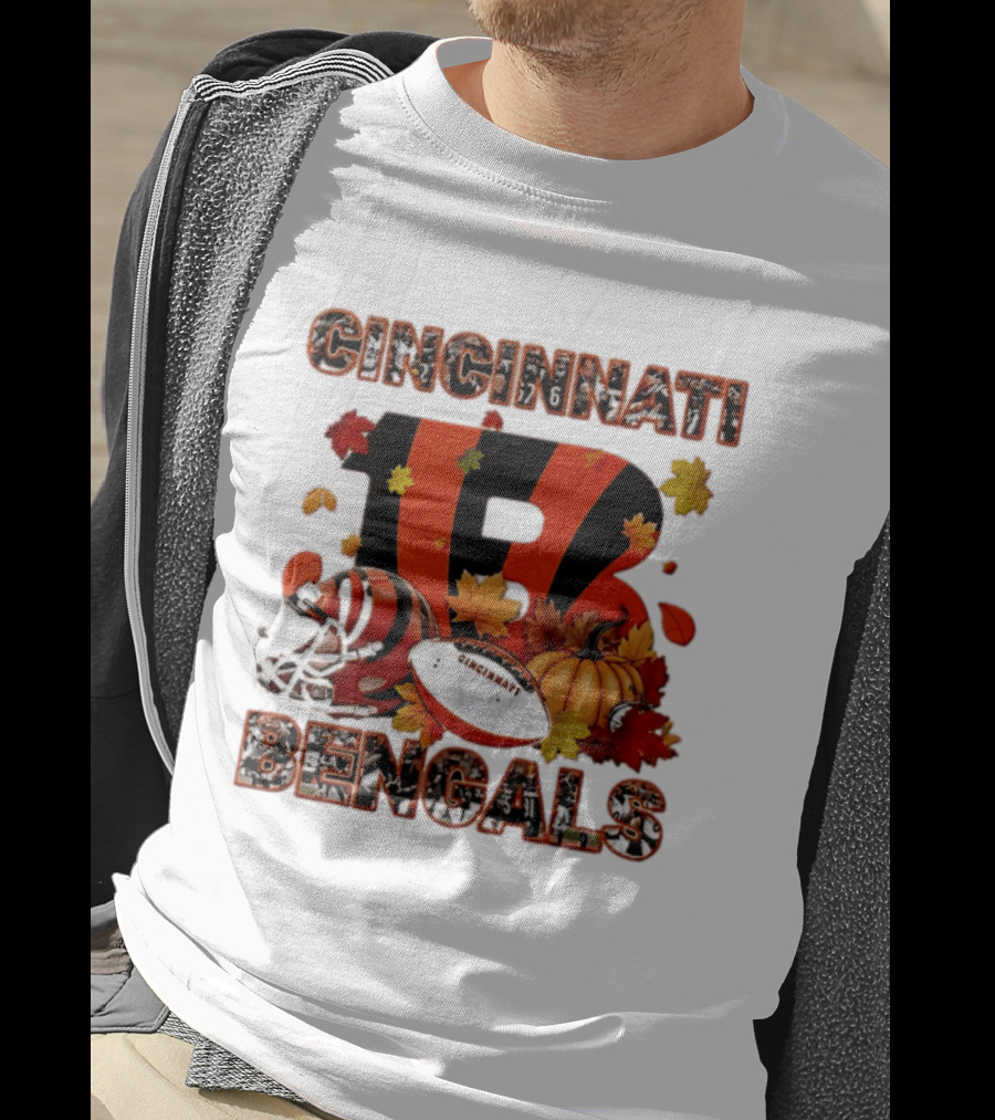 Cincinnati Bengals Autumn Fall Pumpkin Football 2026 Halloween T-Shirt
