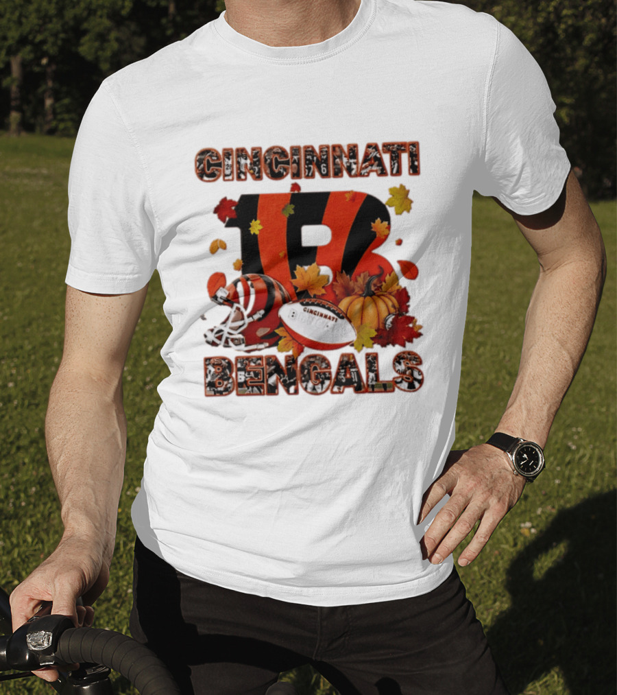Cincinnati Bengals Autumn Fall Pumpkin Football 2026 Halloween T-Shirt