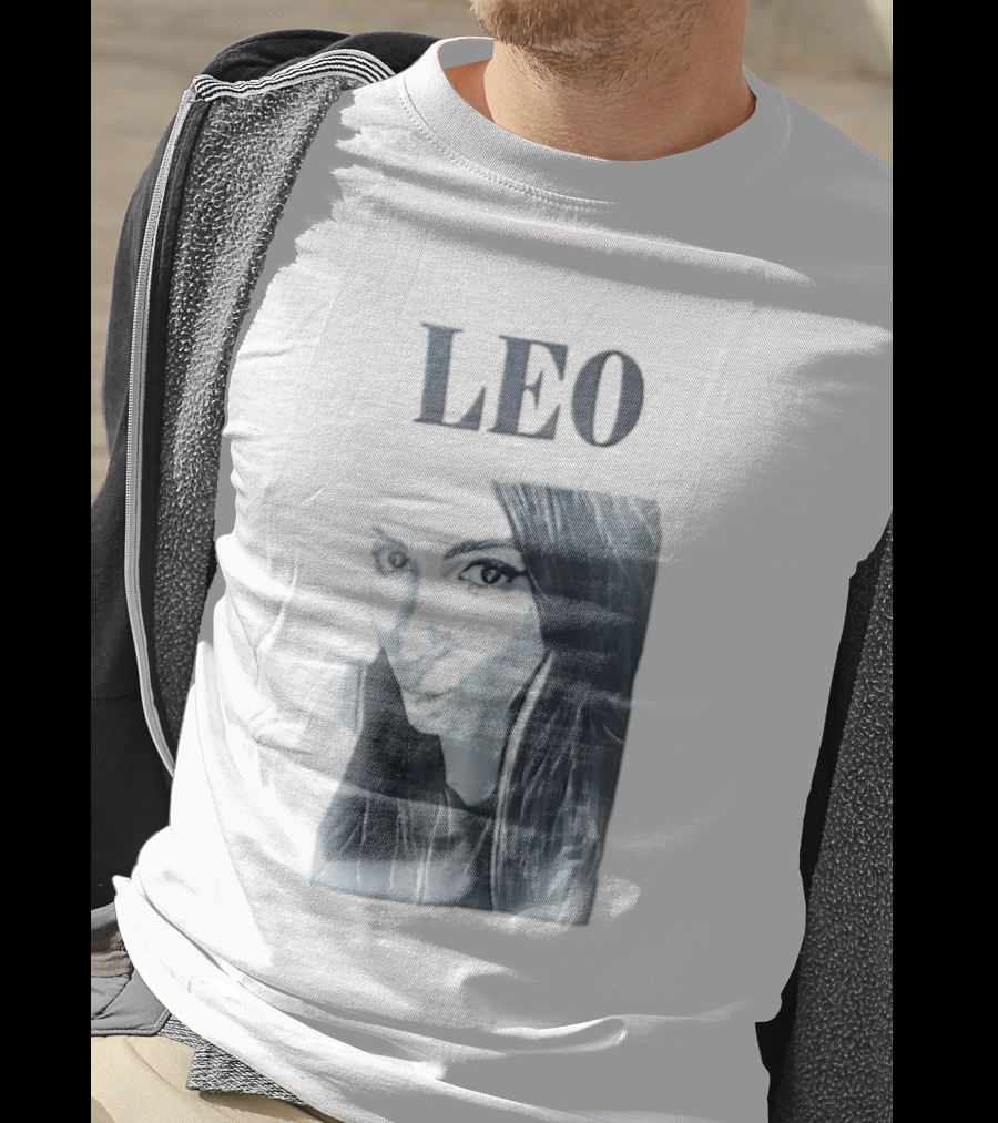 Leo Woman Long Hair Monochromatic Selfie Close Up T-Shirt