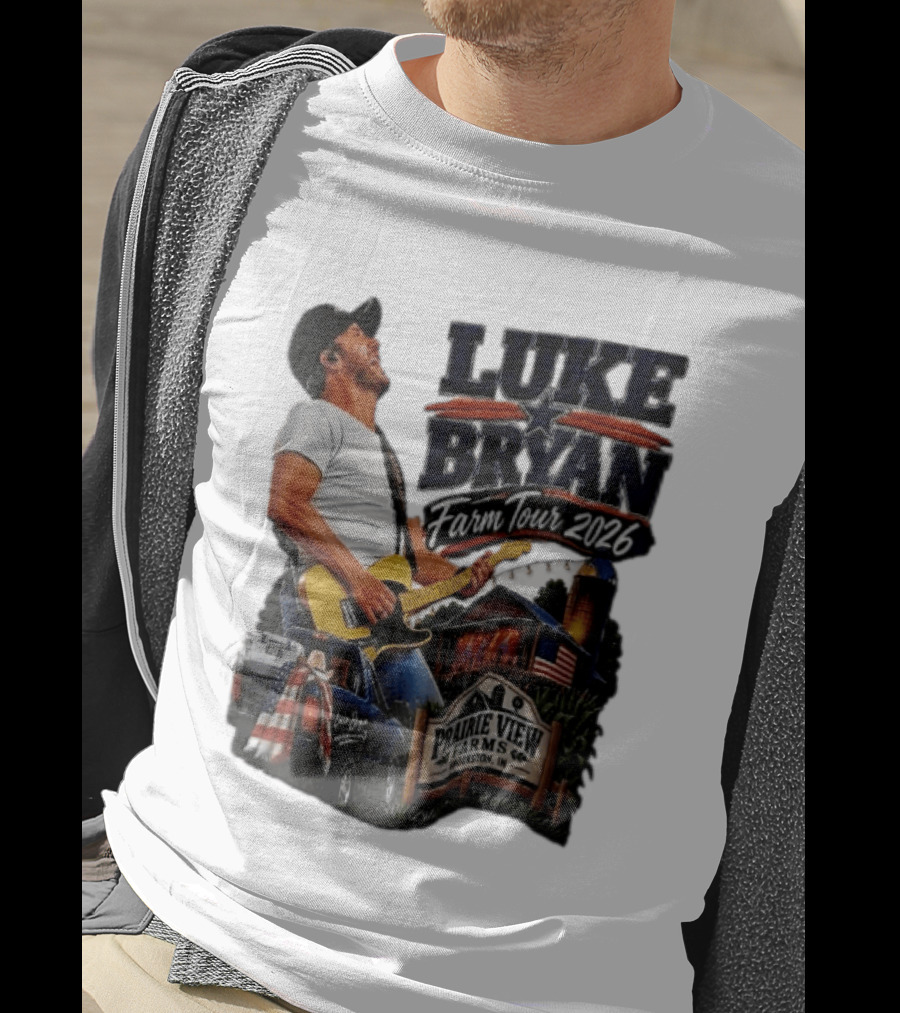 Luke Bryan Farm Tour 2026 Prairie View Farms Brookston IN Pickup Truck Barn Scene T-Shirt