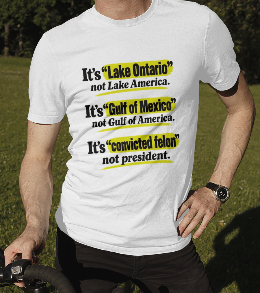 It's Lake Ontario Not Lake America Gulf Of Mexico Not Gulf Of America Convicted Felon Not President T-Shirt