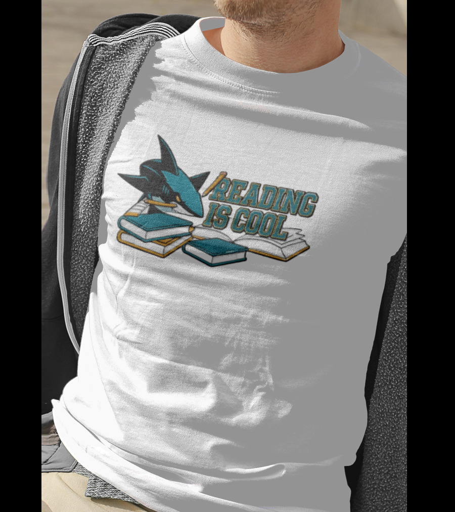 San Jose Sharks Reading Is Cool Books And Shark With Pencil T-Shirt