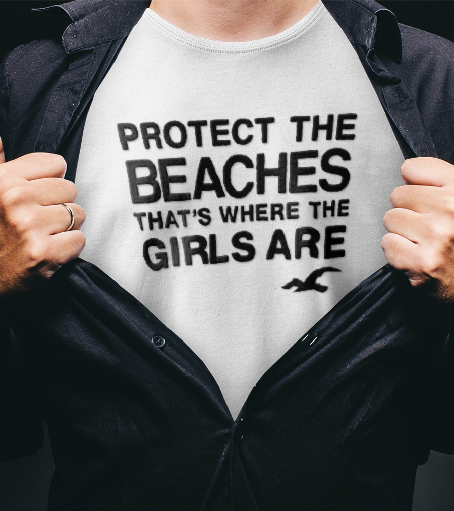 Hollister Co Protect The Beaches Girls Are Flying Seagull T-Shirt