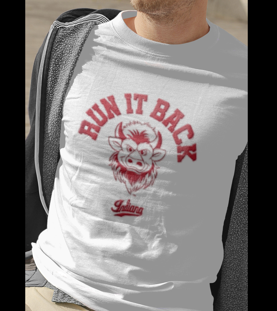 Run It Back Indiana Football Bold Red Bull T-Shirt