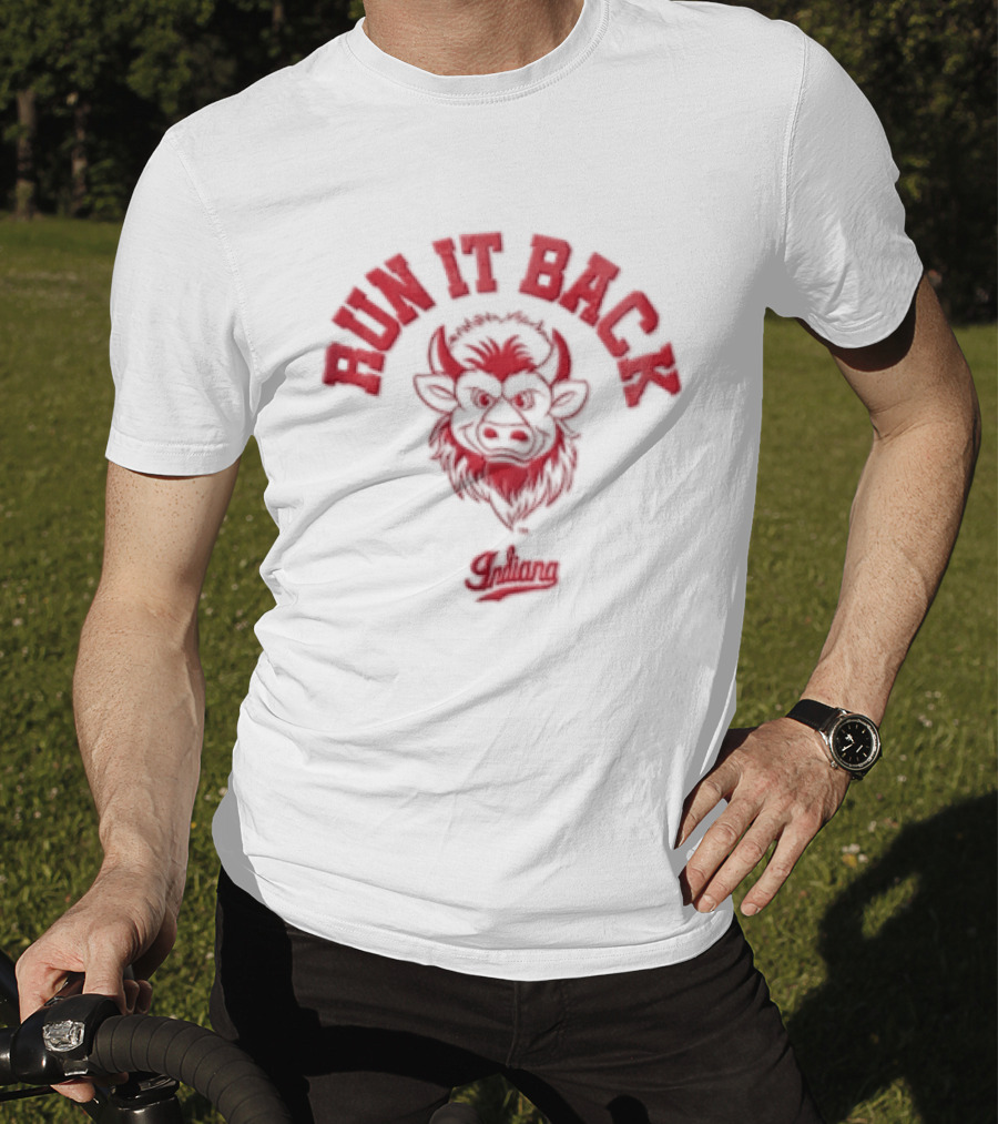 Run It Back Indiana Football Bold Red Bull T-Shirt