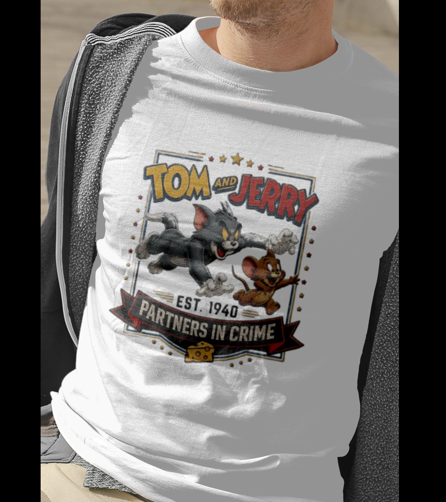 Tom And Jerry Partners In Crime Est 1940 Classic Cartoon Duo Adventure T-Shirt