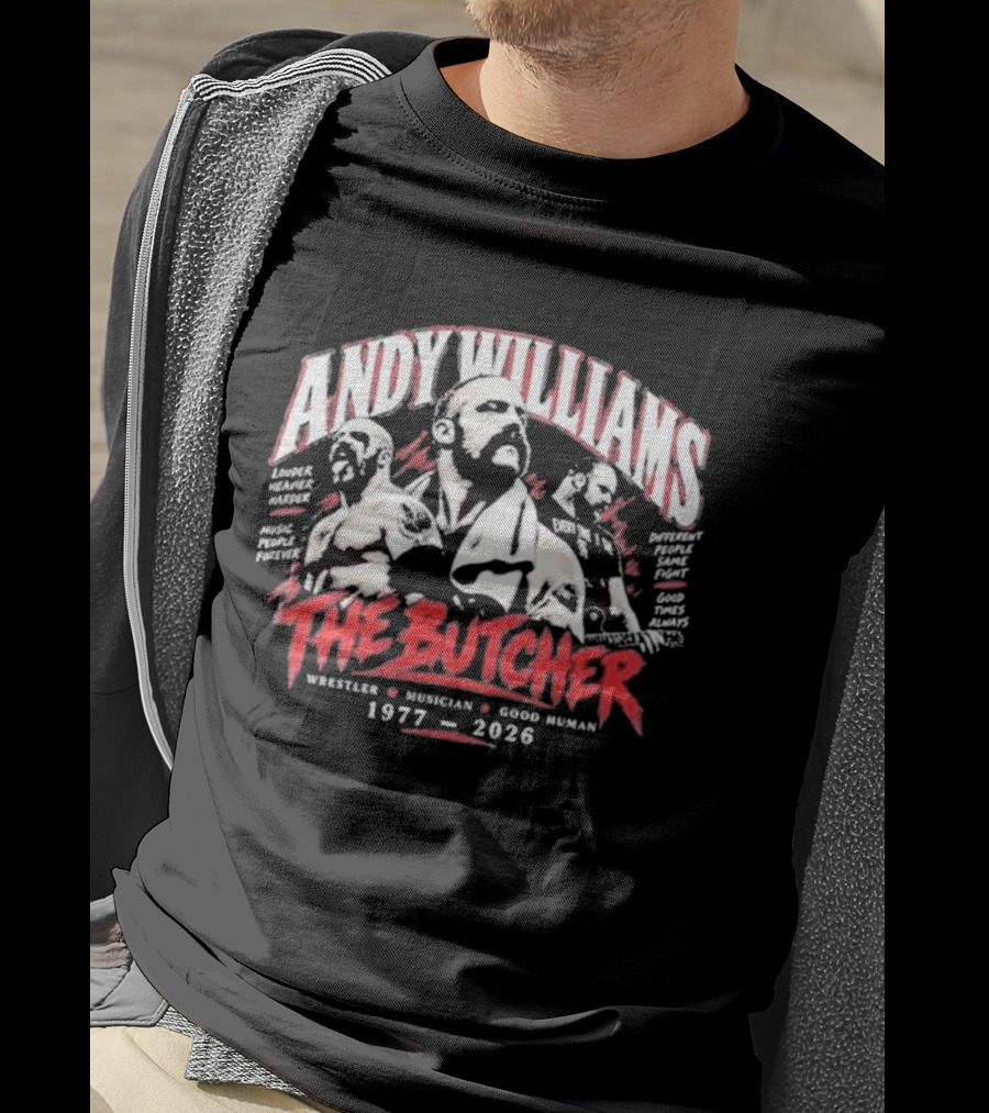 Andy Williams The Butcher Wrestler Musician 1977 2026 T-Shirt