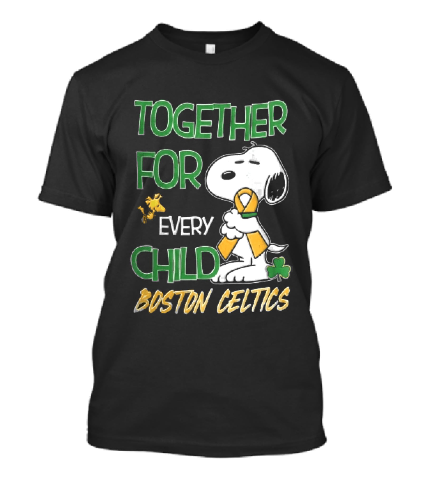 Boston Celtics Together Cartoon Dog Bird Awareness Ribbon Shamrock T-Shirt