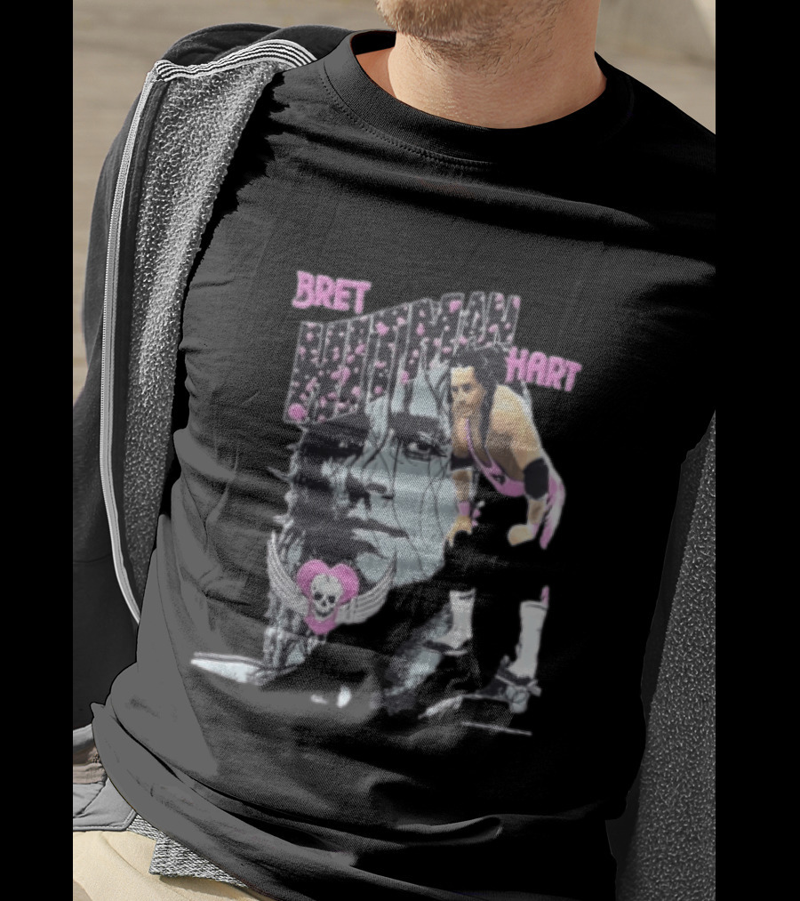Bret Hart Hitman WWE Wrestling Skull Wings Boots T-Shirt