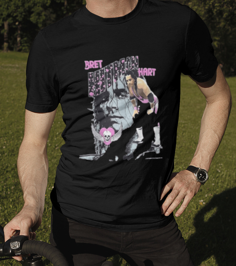 Bret Hart Hitman WWE Wrestling Skull Wings Boots T-Shirt