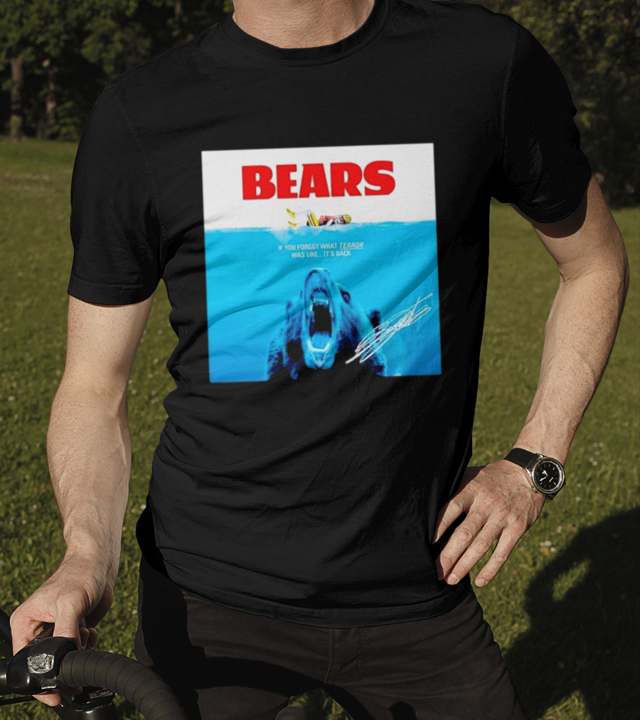 BEARS Caleb Williams Green Bay Packers Player Swimming Bear If You Forgot What Terror Was Like It's Back Chicago Bears T-Shirt