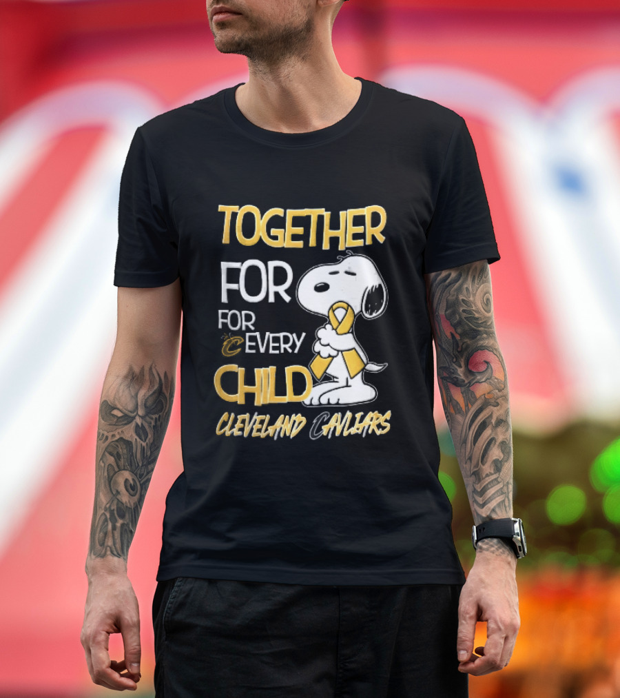Cleveland Cavaliers Together For Every Child Cartoon Dog Yellow Ribbon T-Shirt