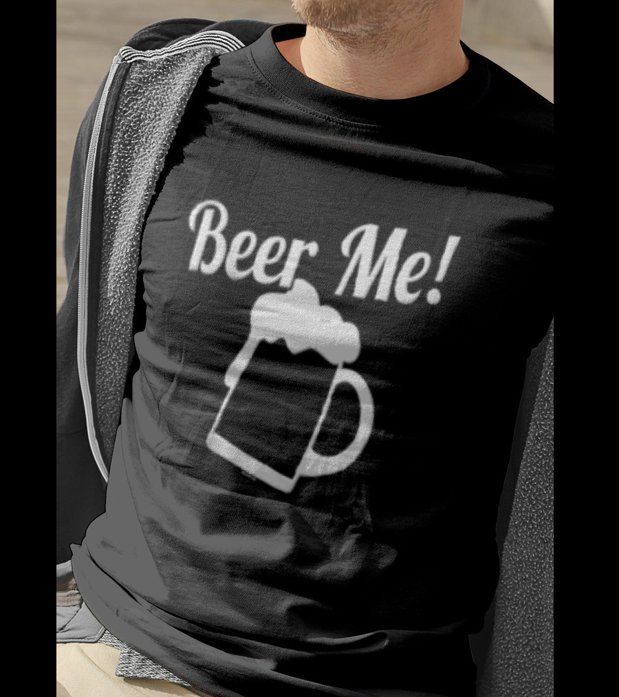 Beer Me Drinking Novelty Black Cotton T-Shirt