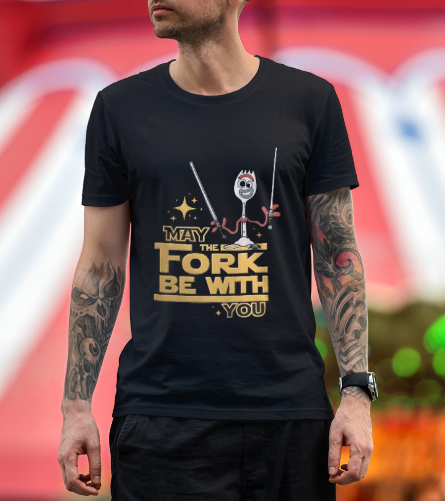 May The Fork Be With You Spork Wielding Lightsabers T-Shirt
