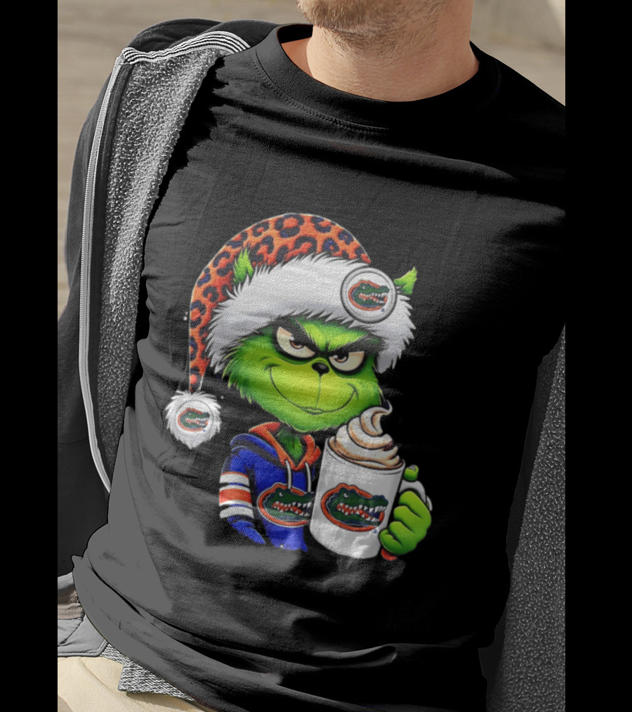 Holiday 2026 Grinch In Florida Gators With Festive And Santa Hat T-Shirt