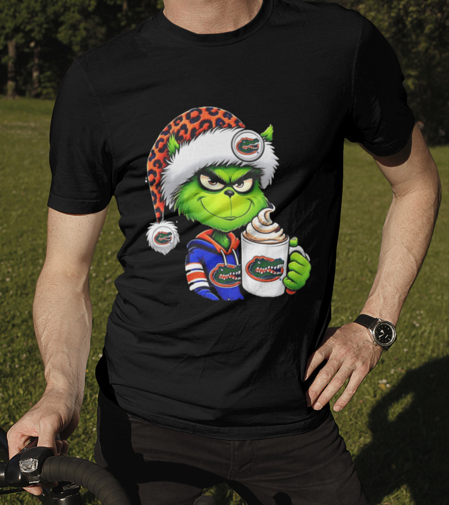 Holiday 2026 Grinch In Florida Gators With Festive And Santa Hat T-Shirt