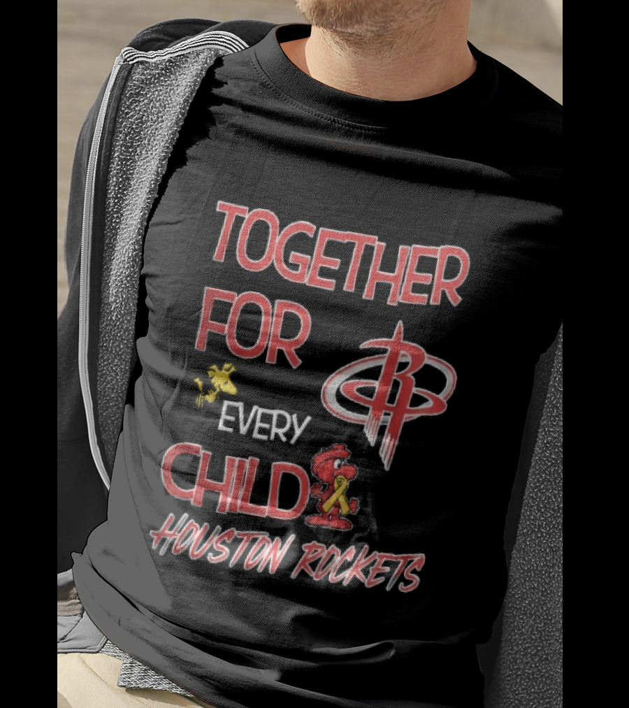 Houston Rockets Together For Every Child Cartoon Woodstock Gold Ribbon T-Shirt