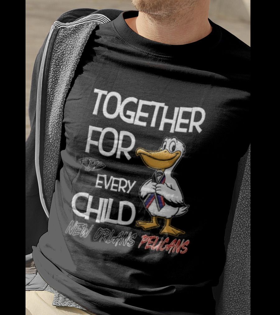 Together For Every Child New Orleans Pelicans Cartoon Awareness Ribbon T-Shirt