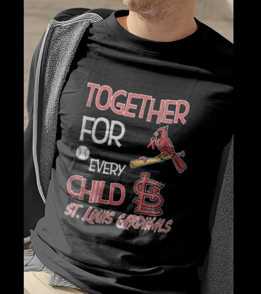 St. Louis Cardinals Together For Every Child Bird On Bat Baseball T-Shirt