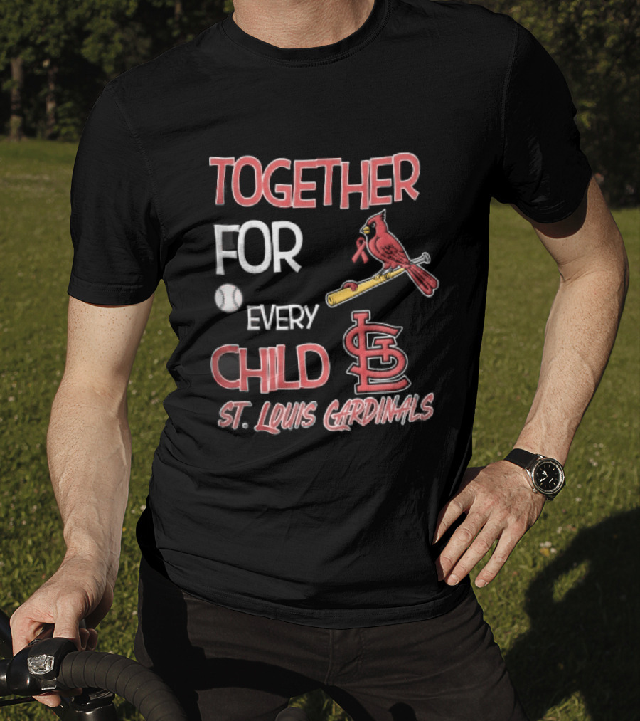 St. Louis Cardinals Together For Every Child Bird On Bat Baseball T-Shirt