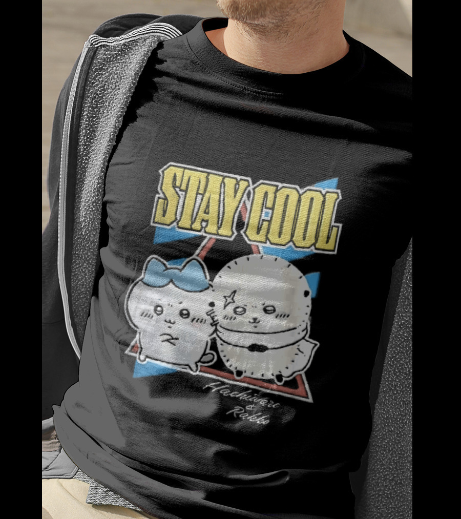 Stay Cool Hachiware And Rakko Distressed Cartoon Anime Characters T-Shirt