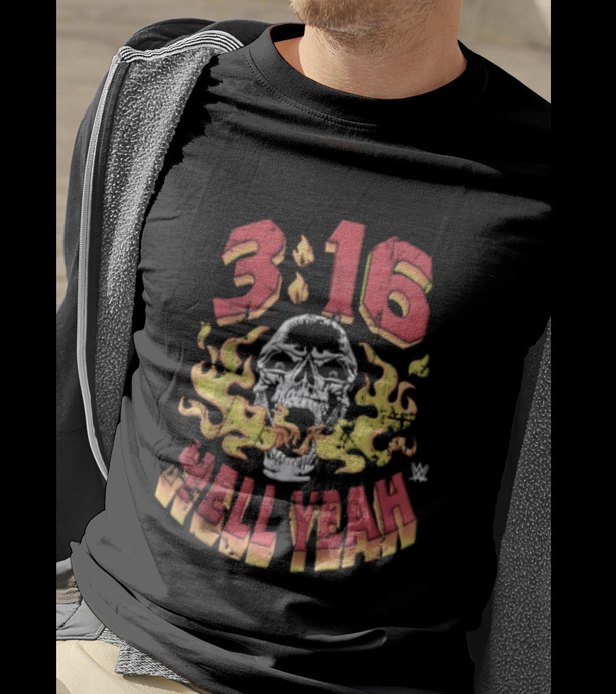 Steve Austin Stone Cold 3 16 Skull Flaming Hell Yeah WWE T-Shirt