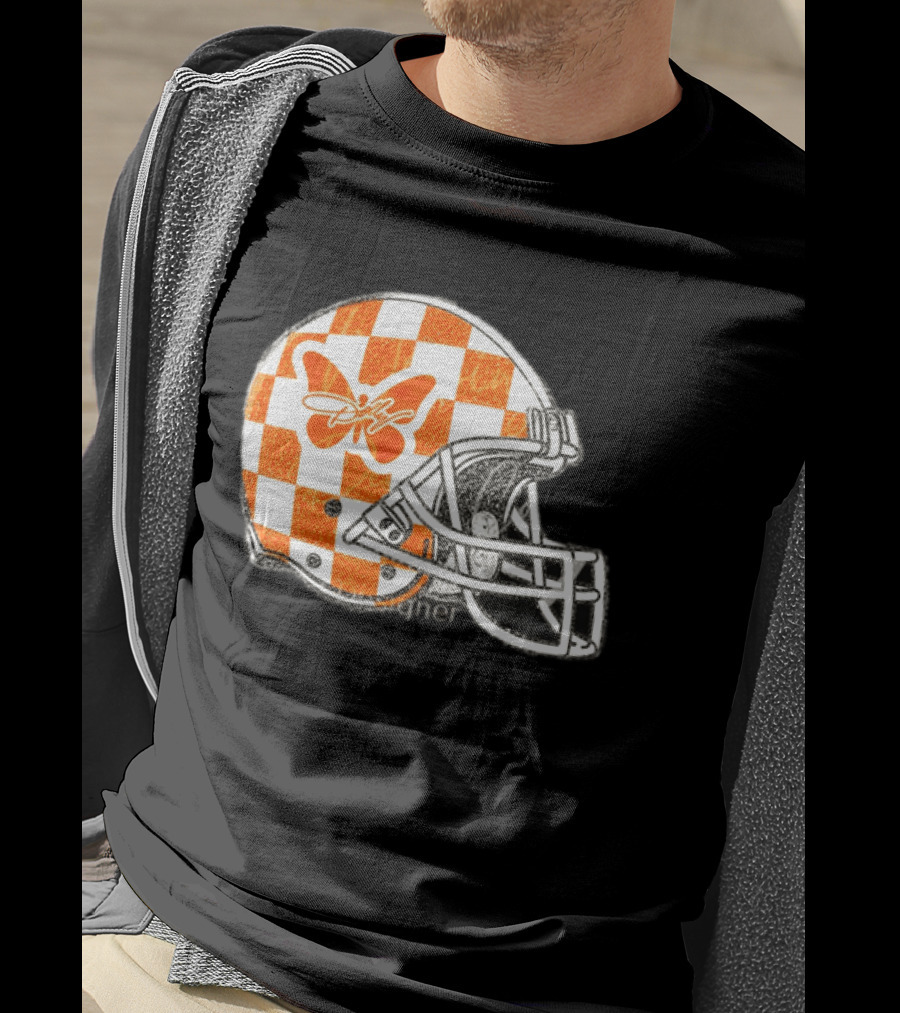 Tennessee Vols Football Helmet Checkerboard Butterfly Dolly Parton Version T-Shirt