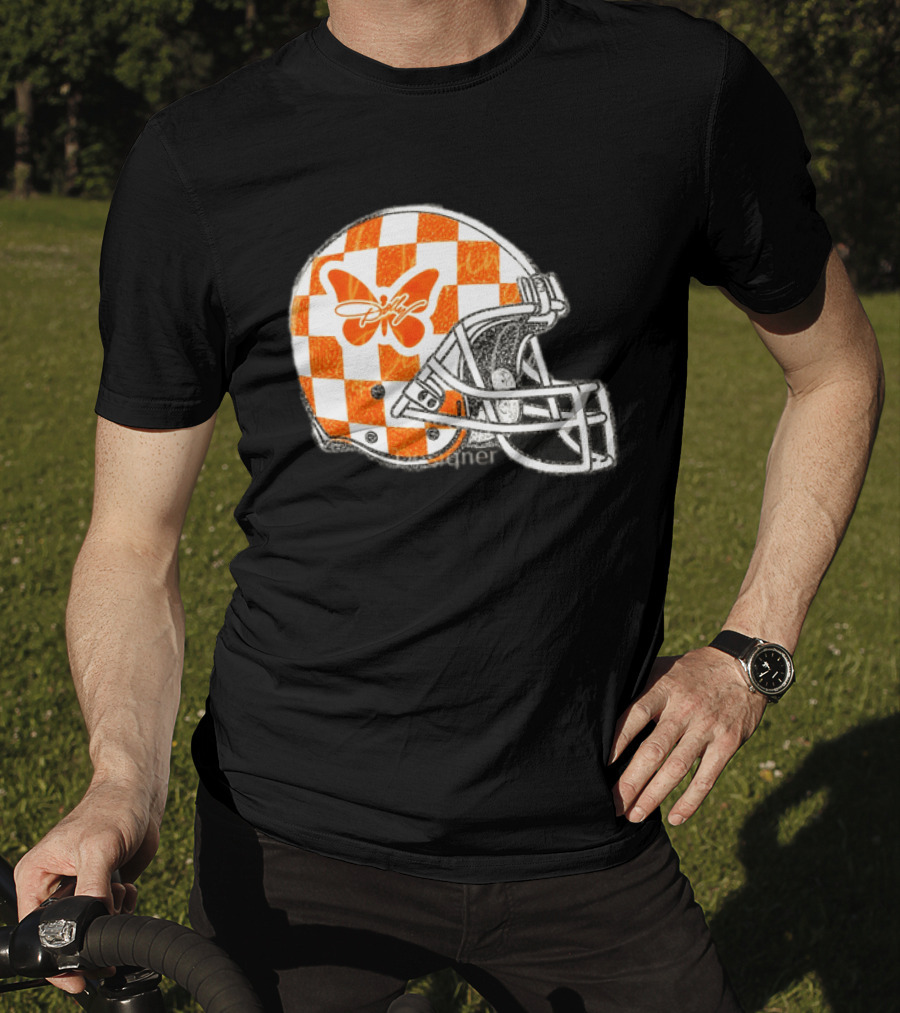 Tennessee Vols Football Helmet Checkerboard Butterfly Dolly Parton Version T-Shirt