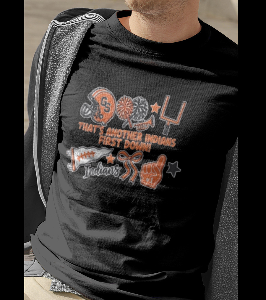 That's Another Indians First Down GS Football Helmet Pom Poms Goalpost Number One T-Shirt