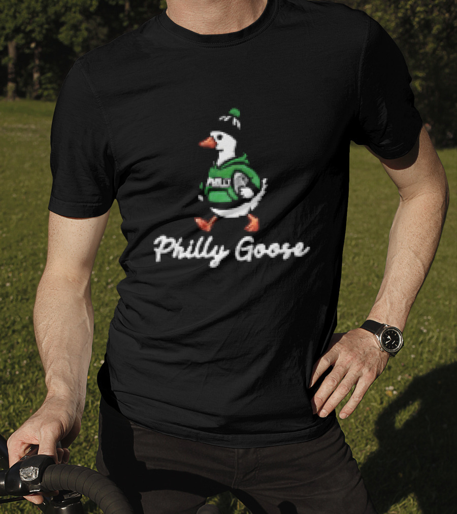 Philly Goose Cartoon In Green Football Hat T-Shirt