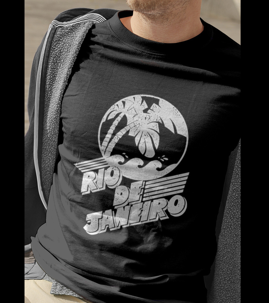 Rio De Janeiro Palm Tree Tropical Waves Circle T-Shirt