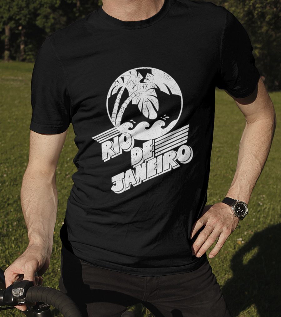 Rio De Janeiro Palm Tree Tropical Waves Circle T-Shirt