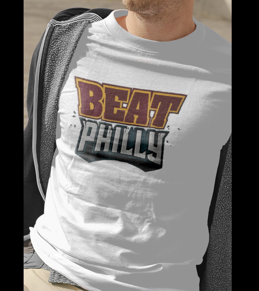 Beat Philly Burgundy Gold Cracked Block Shattered Debris T-Shirt