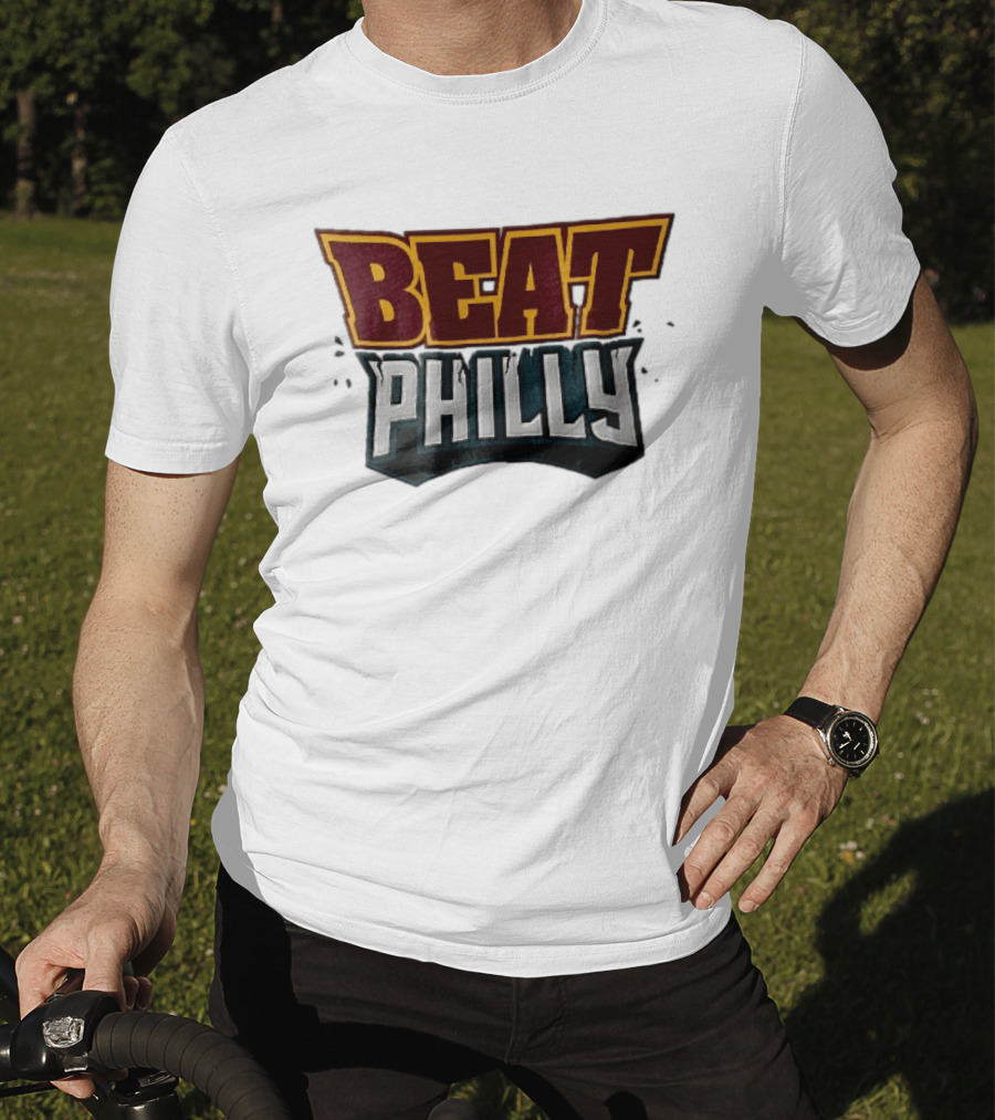 Beat Philly Burgundy Gold Cracked Block Shattered Debris T-Shirt