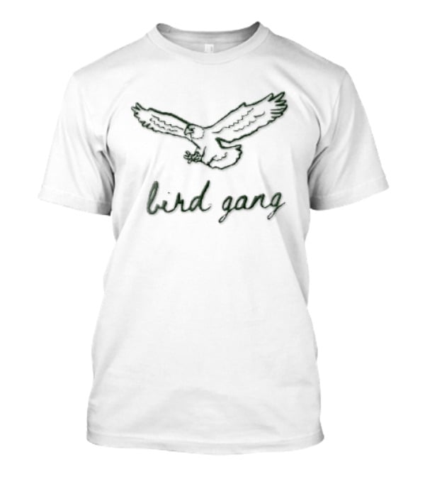 Bird Gang Flying Eagle Spreading Wings Green Line Sketch T-Shirt