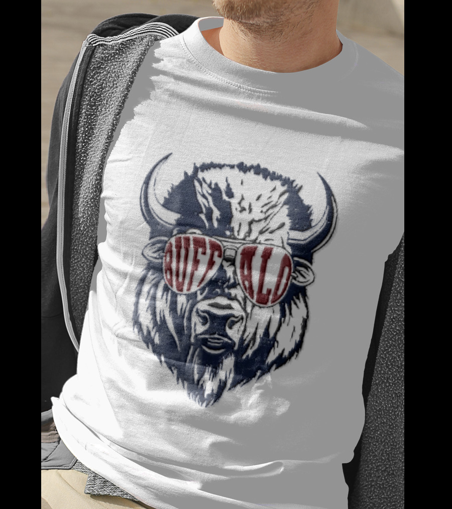 Buffalo Distressed Bison Aviator Sunglasses T-Shirt